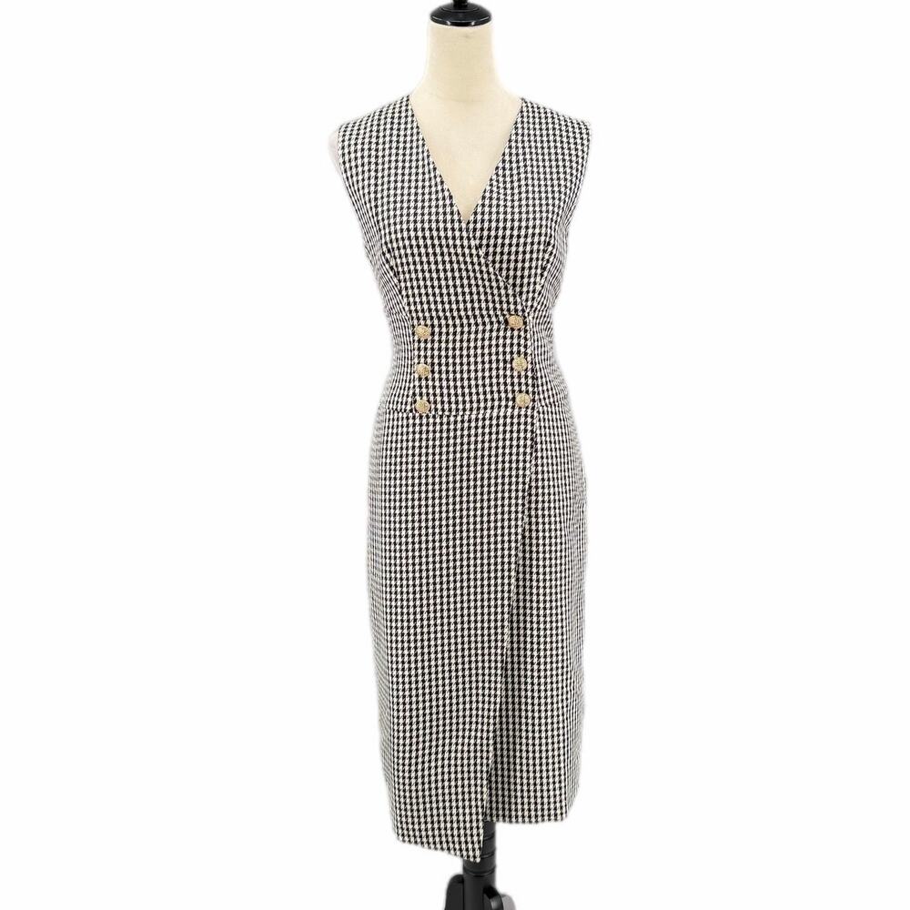 Rachel Zoe NEW Black White Houndstooth Sophisticated Classy Chic Polished Dress